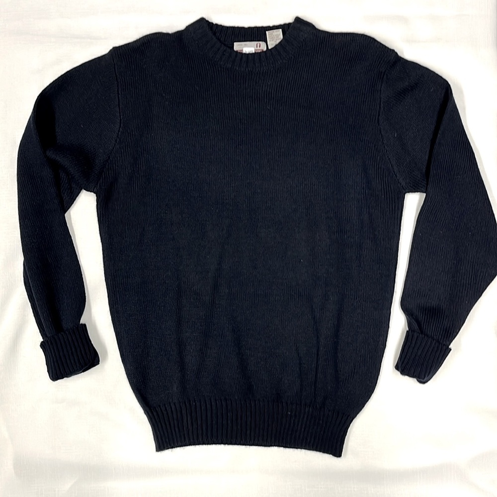 Men's Crewneck Sweater - Dark Blue - Large Tall - Cotton/Poly - FREE SHIPPING